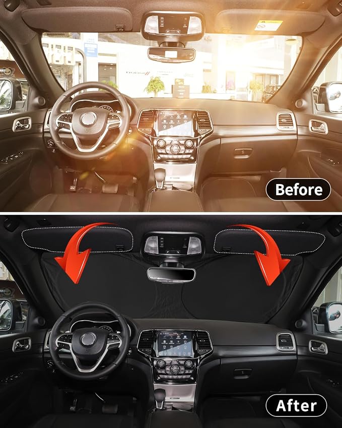 Windshield Sun Shade for Jeep Grand Cherokee SUV 2011-2026 Front Sunshade Car - Image 2