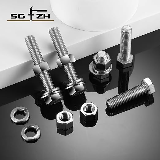 1/4-20 x 2-3/8" Hex Head Screw Bolt, Flat & Lock Washers, Fully Threaded - Image 7