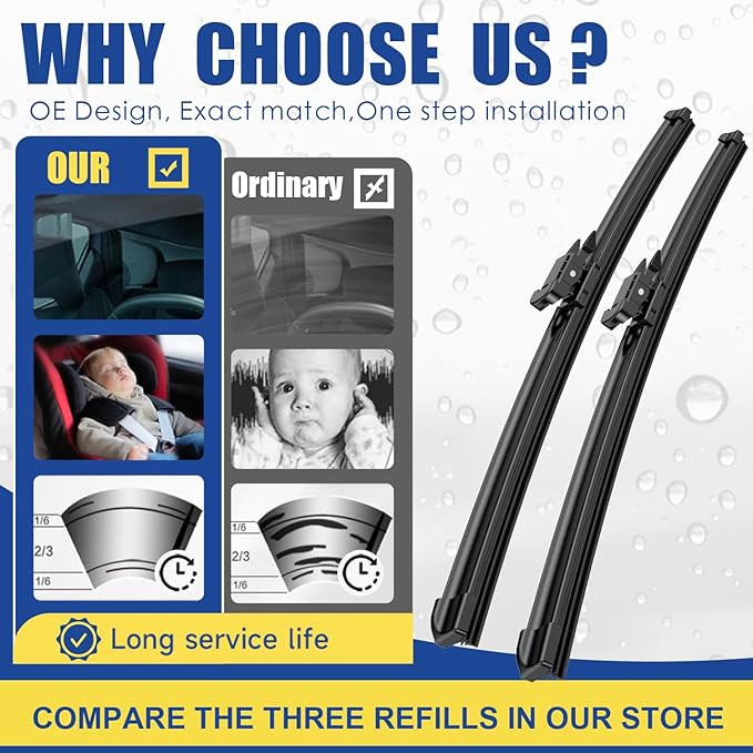 Wipers Factory Replacement For 2004-2010 BMW 5-Series 6-Series E60 E61 525i - Image 2