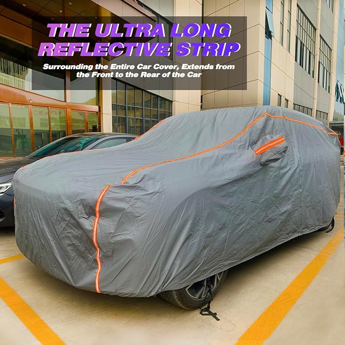 KEYOOG Universal Waterproof Heavy Weight Full Car Covers, Fit Sedan, All Weather - Image 3