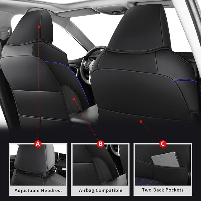 MIROZO Car Seat Covers for Toyota Rav4, Waterproof Rav4 Seat Covers Compatible - Image 3