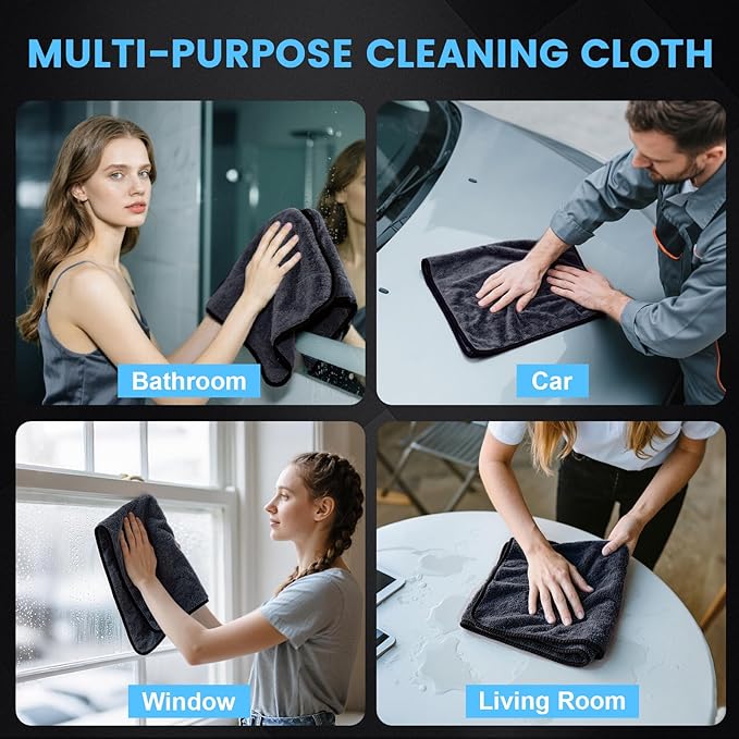 Shiny Wipes Shower Cleaning Cloth, Ultra Absorbent Car Drying Towel, 4 Pack 16 - Image 6