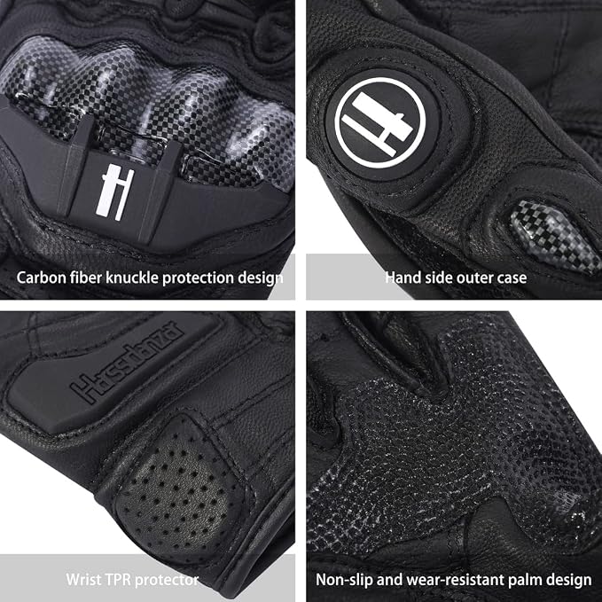 Harssidanzar Breathable Leather Motorcycle Gloves Touchscreen - Image 6