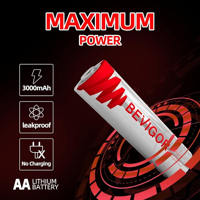BEVIGOR Lithium Batteries AA Size, AA Battery 4 Pack, 3000mAh Double A Batteries - Image 4