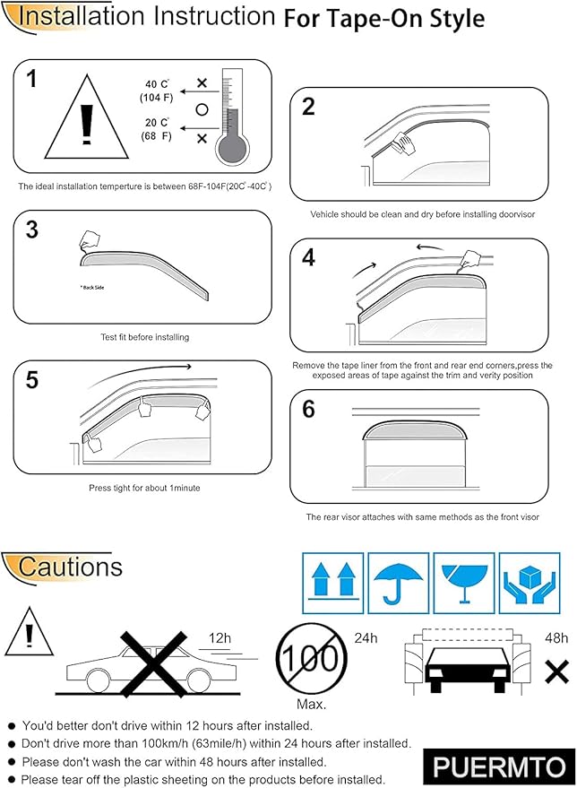94307 Side Window Wind Deflector, Window Visor fit - Image 6