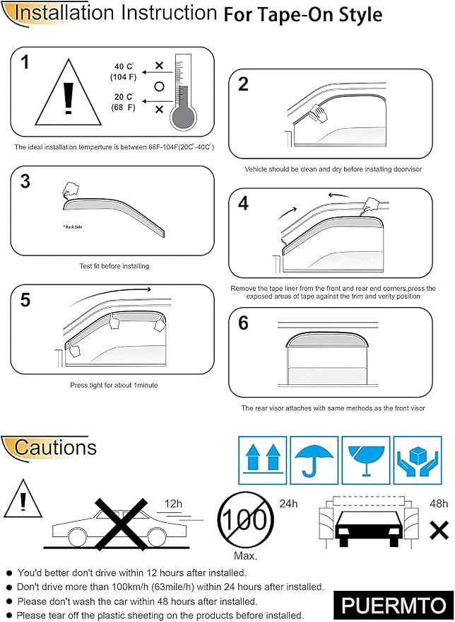 Side Window Wind Deflector, Window Visor fit - Image 6