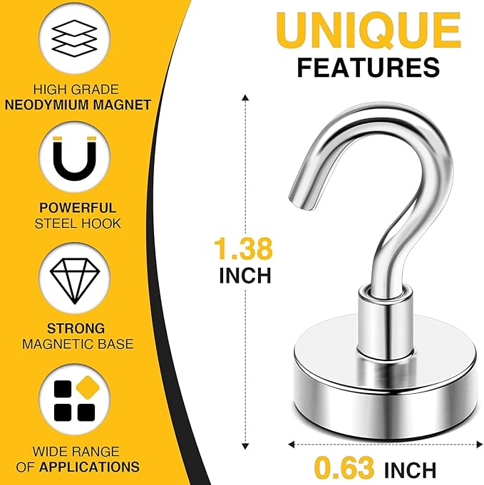 DIYMAG Magnetic Hooks, 30Lbs Strong Heavy Duty Cruise Magnet, Magnetics S-Hooks - Image 3