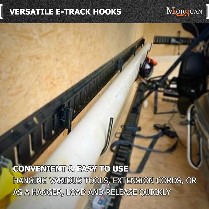 4-Pack 4" E Track J Hooks, Heavy Duty Black Steel Hanger 1, 400lbs Break - Image 2