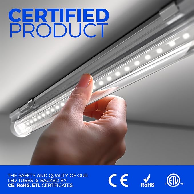 Barrina 8FT LED Shop Light, 100W 15000LM 5000K, V Shape Integrated T8 Lighting - Image 5