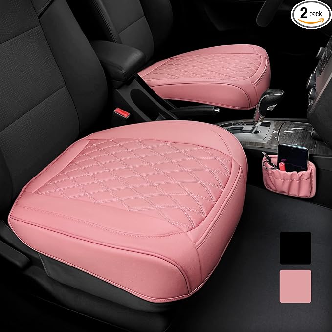 2 Pack Leather Front Car Seat Cover Bottom Car Seat, Anti-Slip and Full Wrap by BEITK