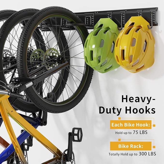 Bike Storage Rack 48Inch for 6 Bikes + 5 Helmets, Heavy Duty Bike Hangers for - Image 3