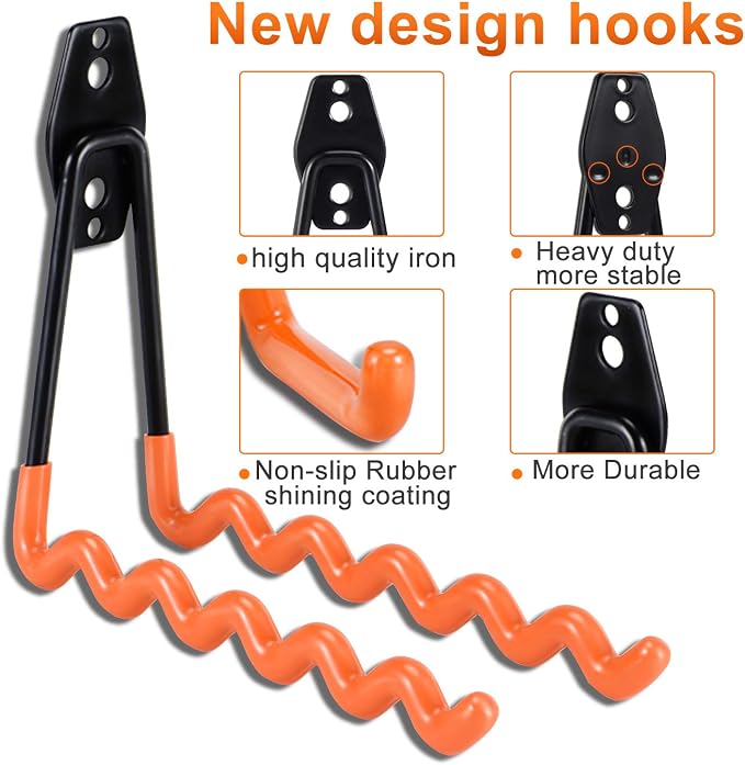 Aoben 24PCS Heavy Duty Garage Hanger Organizer Anti-Slip Double Wall Storage - Image 6