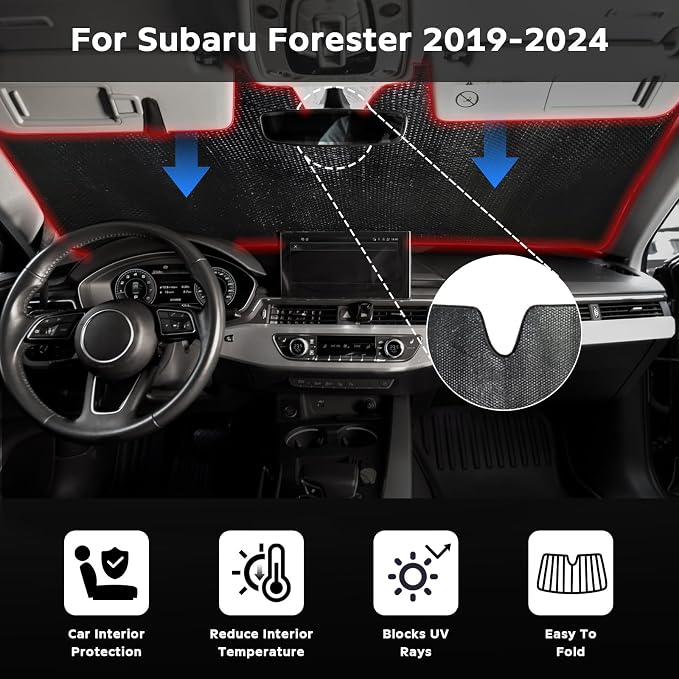 Windshield Sun Shade for Subaru Forester 2019-2024 - Image 2