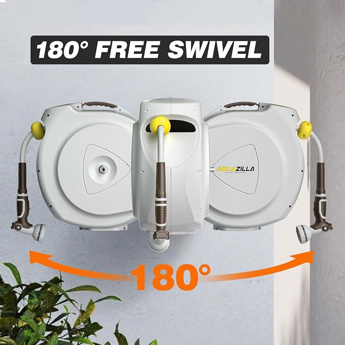 Retractable Garden Hose Reel, 5/8 in 100+6 ft, Heavy Duty Wall Mounted Water - Image 4