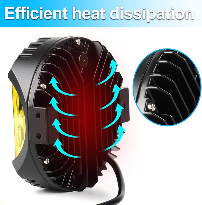 LIGBT 7 Inch Pair Amber Round LED Offroad Lights 90W Amber Yellow Off Road - Image 5