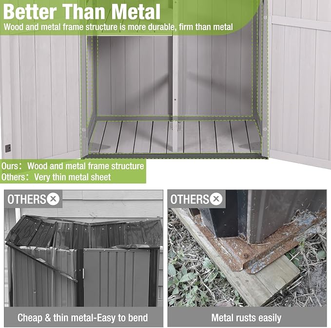 GUTINNEEN Sheds Outdoor Storage Wooden Garden Tool Shed - Image 5
