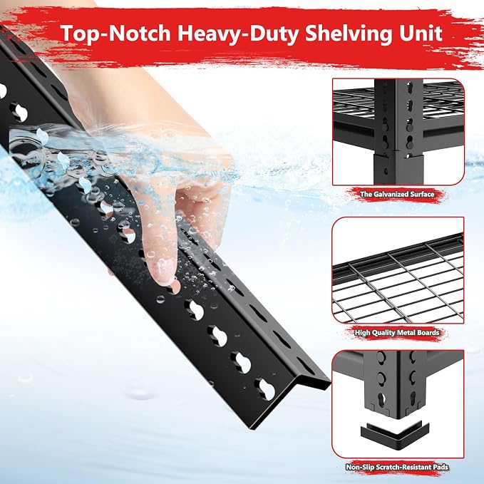Storage Shelves 2PCS, Garage Shelving Heavy Duty 1920LBS Capacity, 4 Tier - Image 5