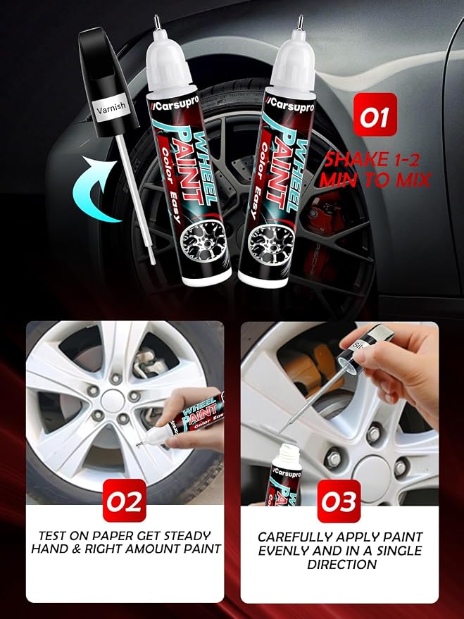 Black Rim Touch Up Paint. Wheel Scratch Repair Pen. Car Rim Paint Pen Quick And - Image 6