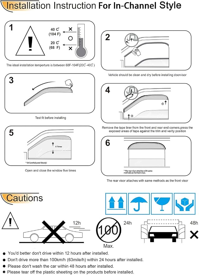 194249 Side Window Visors Wind Vent Deflector fit - Image 7