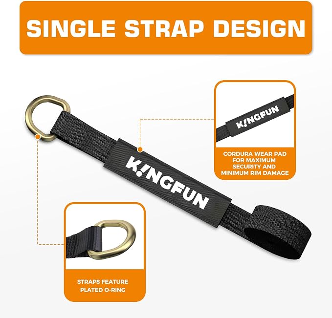 Kingfun Car Tie Down Straps for Trailers 4 Pack– Heavy Duty 2" x 120" Trailer - Image 4