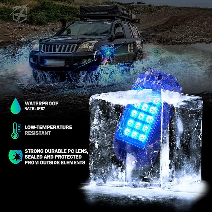 Xprite Bluetooth RGB LED Rock Lights Kit, Motorcycles, Boats - Image 2