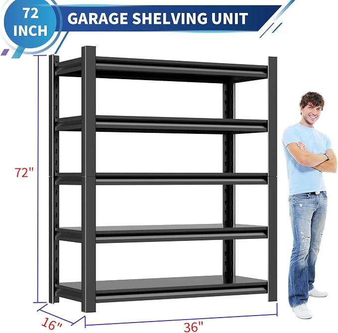Garage Shelving Unit Rustproof 72" H3000bls Heavy Duty Storage Shelves Easy - Image 3