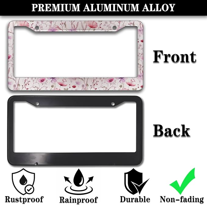 License Plate Frame Holder for Women Powder License Plate Frames for Men Pink - Image 3