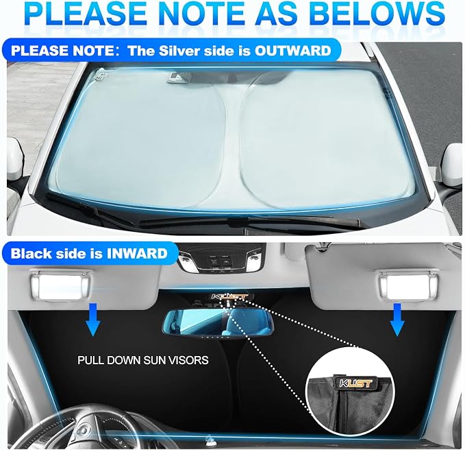KUST Windshield Sun Shade for 2024 2025 2026 Hyundai Santa Fe Custom Fit - Image 3