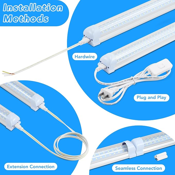 2 Pack 2FT T8 LED Shop Lights, 30W Integrated Tube Light, 4800LM 6000-6500K - Image 3