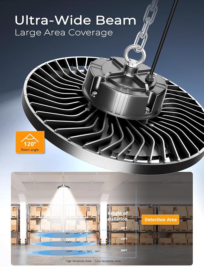Super Bright 350W UFO LED High Bay Lights 8 Pack | 52500 Lumens 5000K Aluminum - Image 4