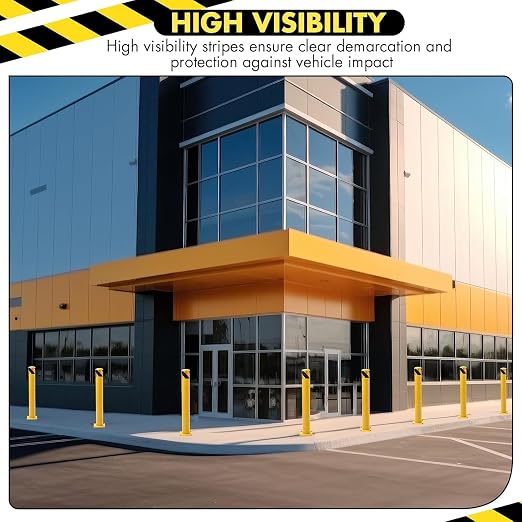 4 Pack Safety Bollard Post, 30 Inch Height 4.5 Inch Diameter Yellow Pipe Safety - Image 5