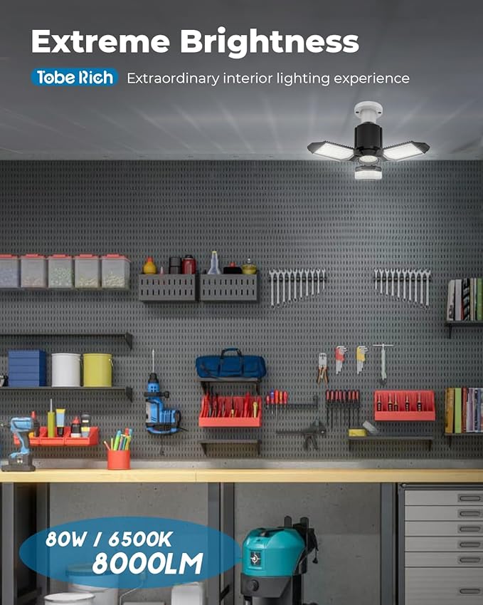 LED Garage Lights 4 Pack, 8000LM Shop Lights - Image 2