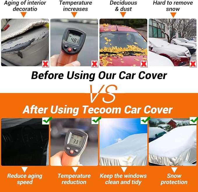 Tecoom SUV Car Cover Waterproof All Weather, Fleece Lining Car Covers - Image 5