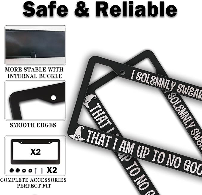 License Plate Holder Black and White License Plate Frames I Solemnly Swear That - Image 4