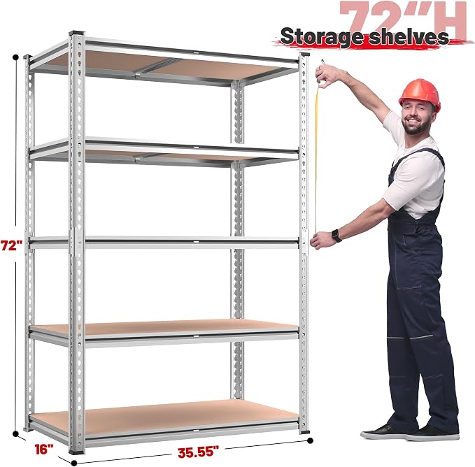 REIBII 2020LBS Garage Shelving Heavy Duty Metal Shelving 5 Tier Storage Shelves - Image 3