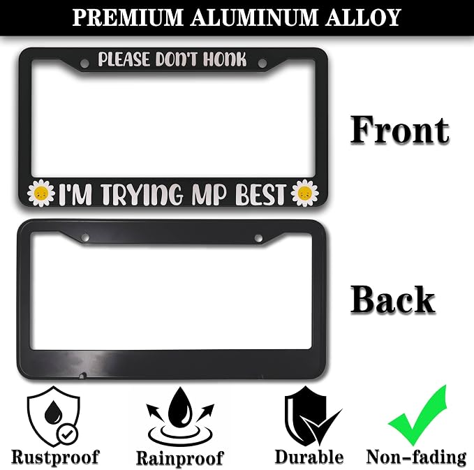 License Plate Cover Black and White License Plate Frames Please Don’t Honk I'm - Image 3