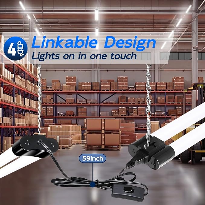 hykolity 4 Pack Linkable LED Shop Light, 4FT 42W, 5000K Daylight, - Image 4