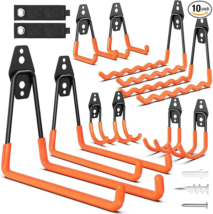 Garage Storage Hooks, 12 Pack Steel Heavy Duty Wall Mount Hooks by HSTMYFS