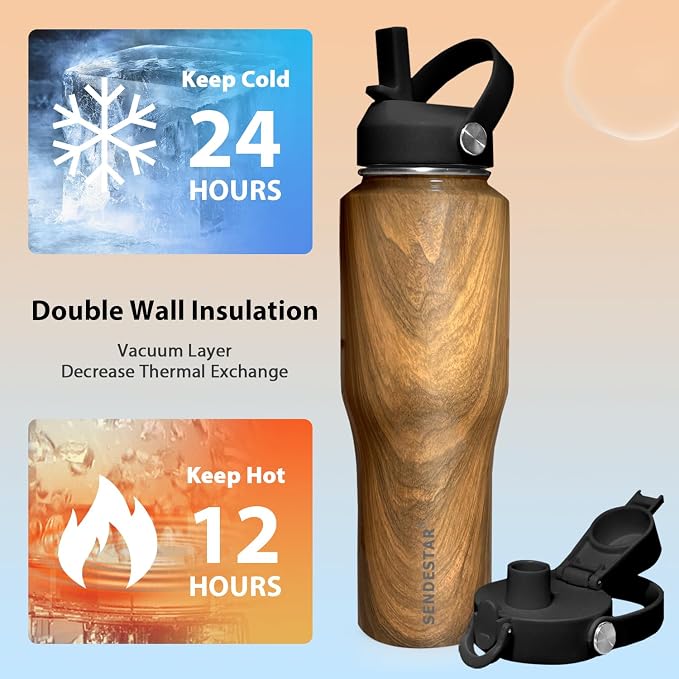 SENDESTAR 32oz Water Bottle Wide Mouth Stainless Steel Vacuum Insulated Double - Image 2