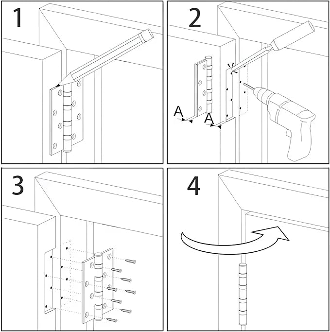 TDCHINGES 30 Pack Rounded Matte Black Door Hinges 3.5 Inch 5/8" Radius Interior - Image 8