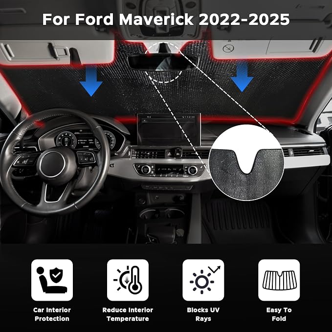 Windshield Sun Shade for Ford Maverick 2022-2025 - Image 2