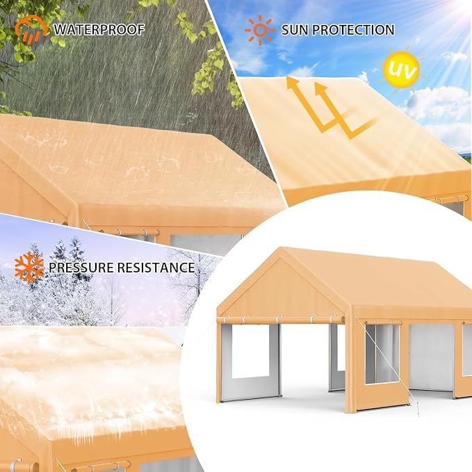 Heavy Duty Carport 13x20 FT Oversized Portable Garage - Image 3