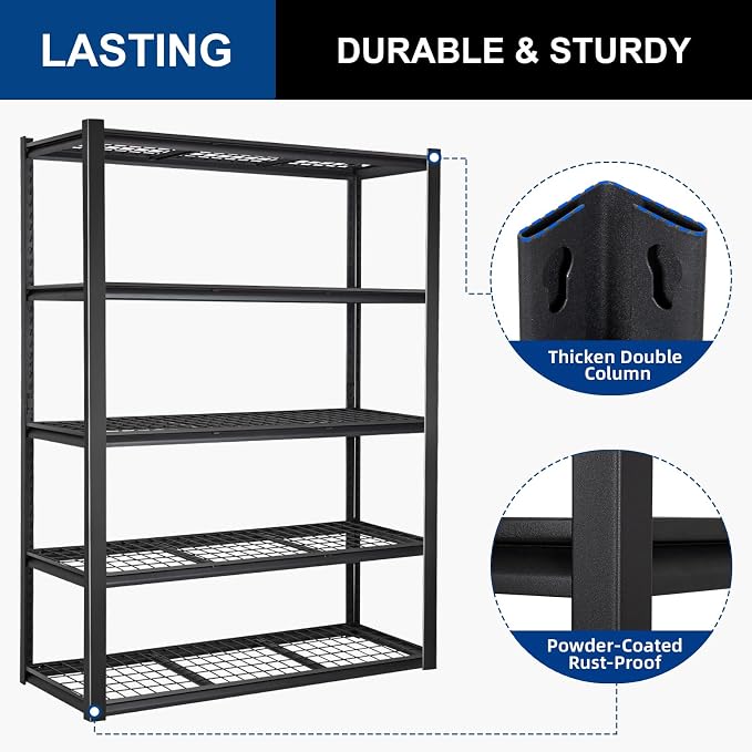 BILT HARD 48" W x 24" D Garage Shelving 3500 LBS, Industrial 5-Tier Heavy Duty - Image 6