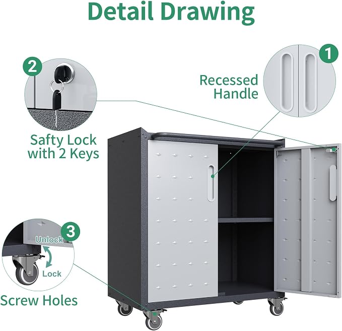 Metal Tool Cabinet, Garage Storage Cabinet System, Wall Cabinet & Locking - Image 5