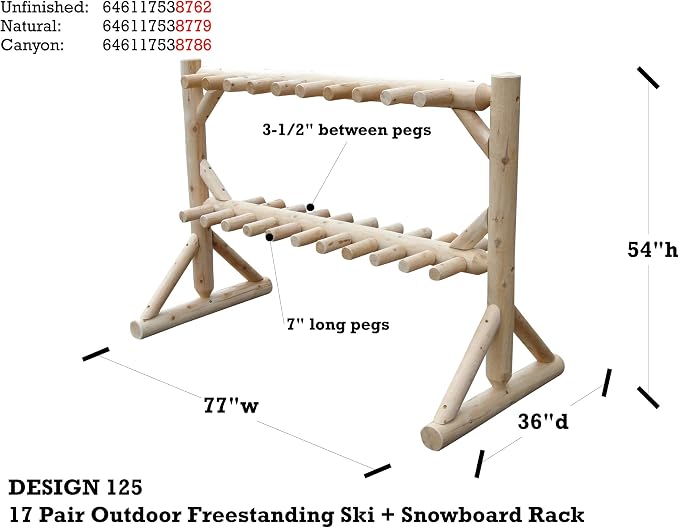 17-Pair Freestanding Skis + Snowboard Log Rack, Standing Shorter Ski Storage - Image 6