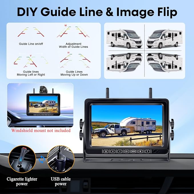 Dual RV Backup Camera Wireless for Trailer: Easy Setup Solar RV Rear View Camera - Image 7
