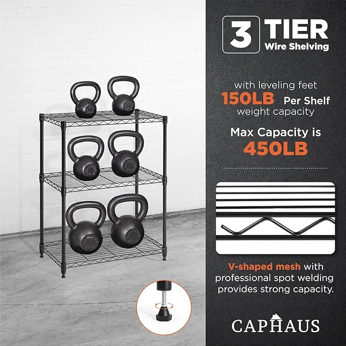 CAPHAUS 3/4/5-Tier Adjustable Height Wire Shelving Unit, Metal Steel Storage - Image 6