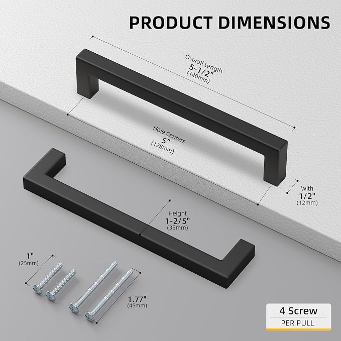 goldenwarm 15 Pack 5 Inch Black Cabinet Handles - Image 2