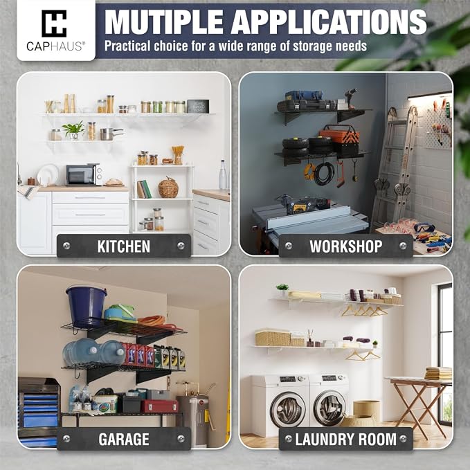 CAPHAUS 2-Pack Garage Shelving Wall Mounted 72x18 Inch, Heavy Duty Metal Wall - Image 8