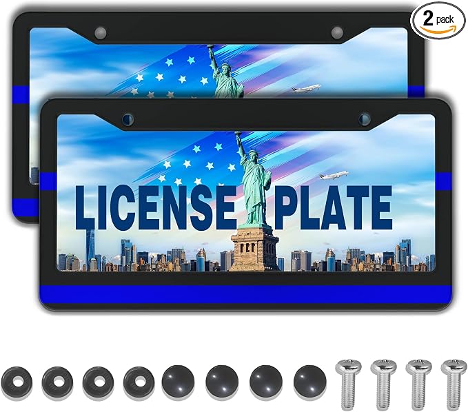 License Plate Frames for Women Blue Black Automotive Exterior Accessories for by Unknown
